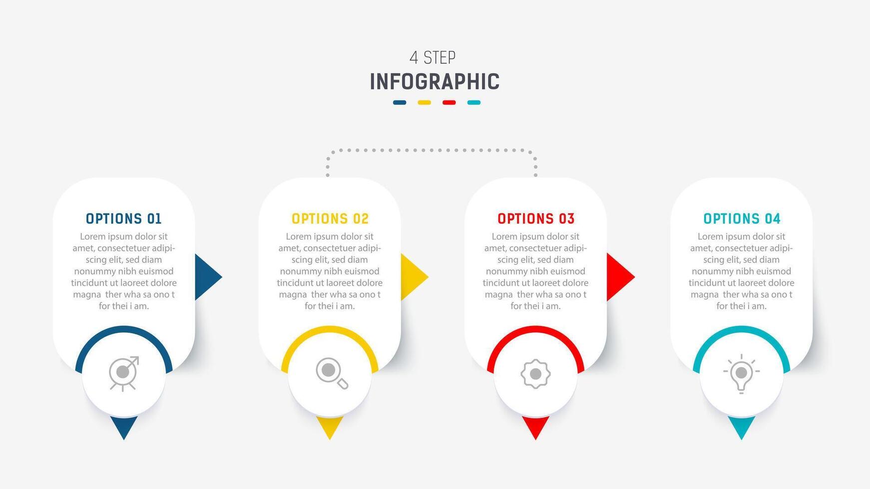Four Step Infographic element design template for presentation. process diagram and presentations step, workflow layout, banner, flow chart, info graphic illustration. vector