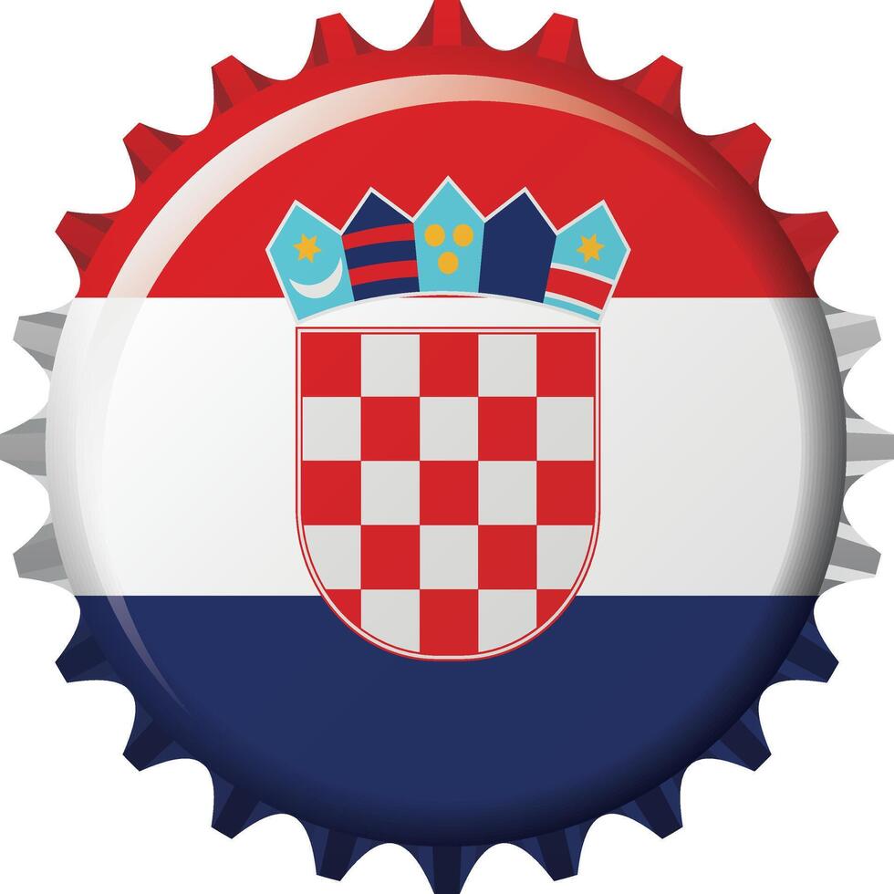 National flag of Croatia on a bottle cap. Illustration vector
