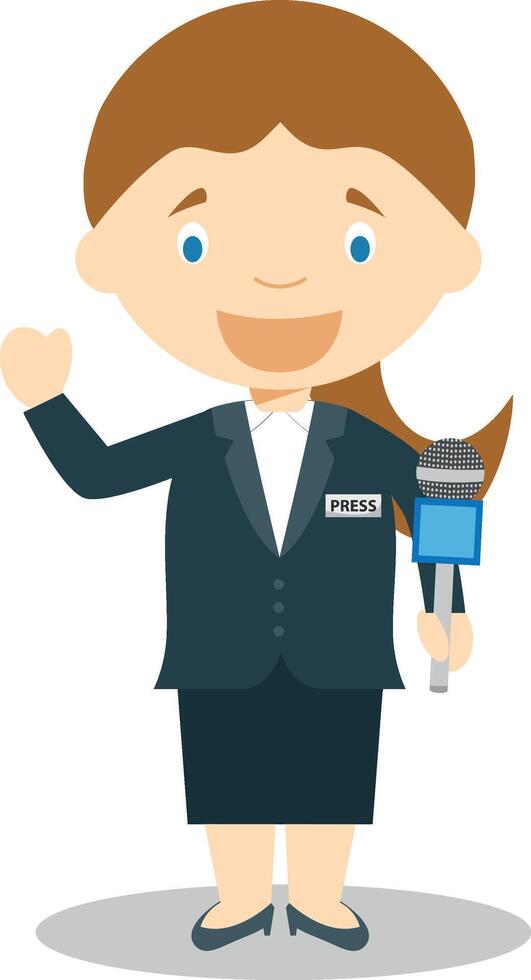 Cute cartoon illustration of a journalist. Women Professions Series vector