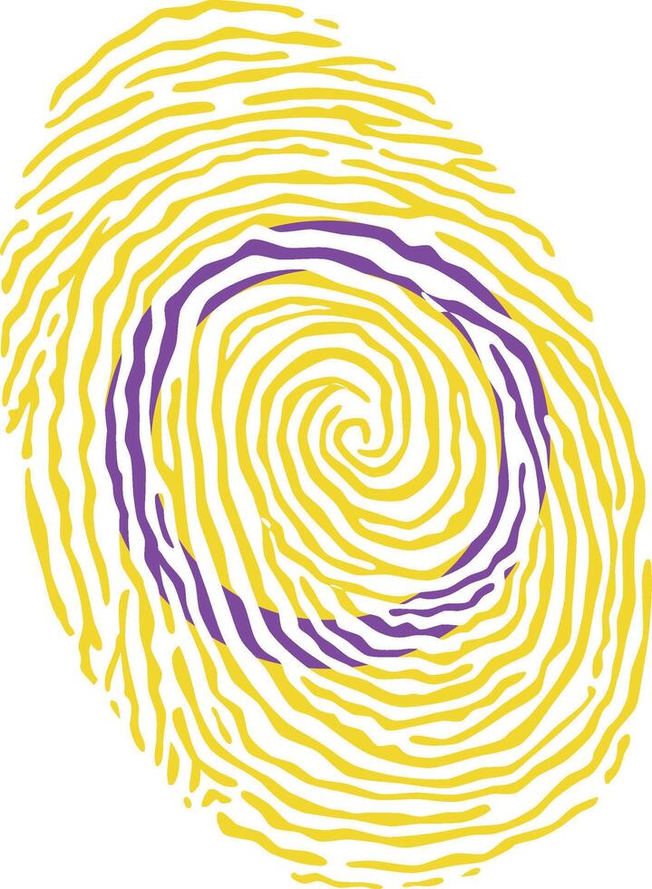 Fingerprint colored with the Intersex pride flag isolated on white background Illustration vector