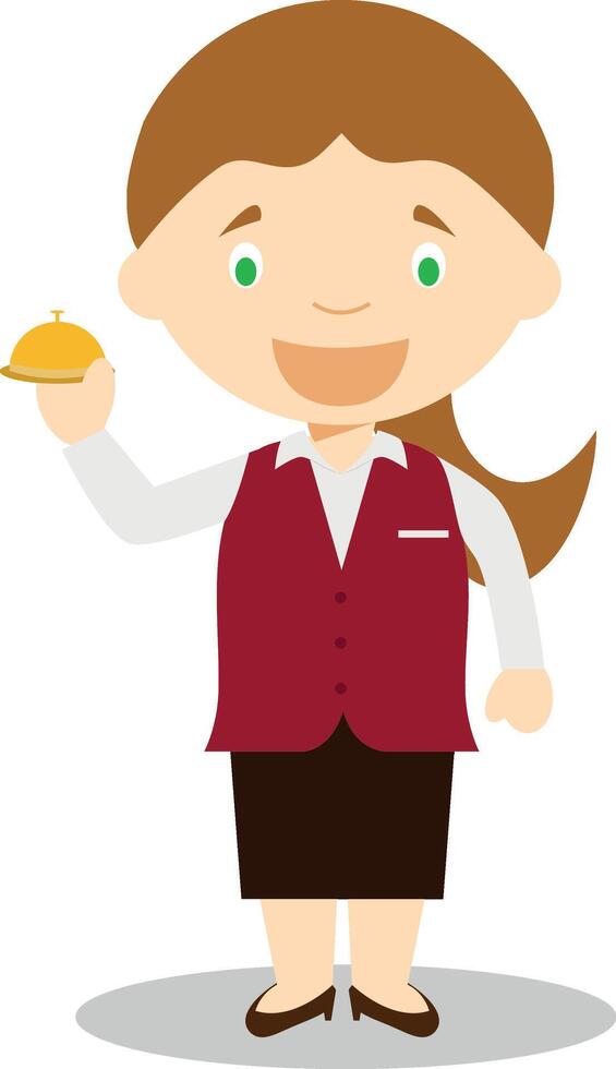 Cute cartoon illustration of a receptionist. Women Professions Series vector