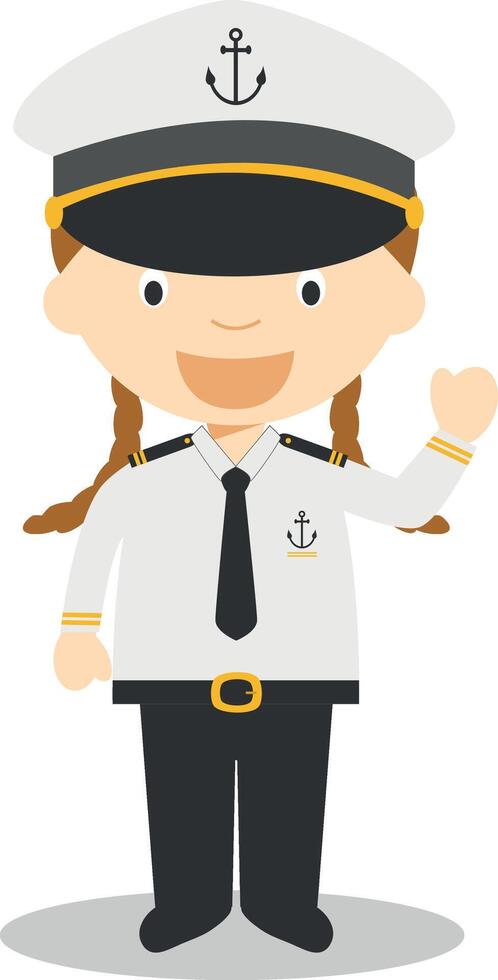 Cute cartoon illustration of a sailor. Women Professions Series vector