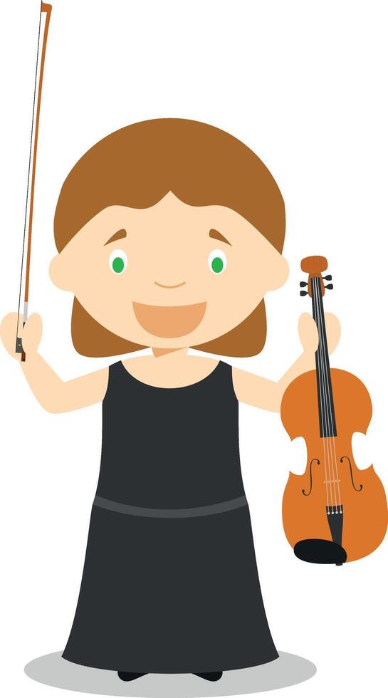 Cute cartoon illustration of a classic musician. Women Professions Series vector