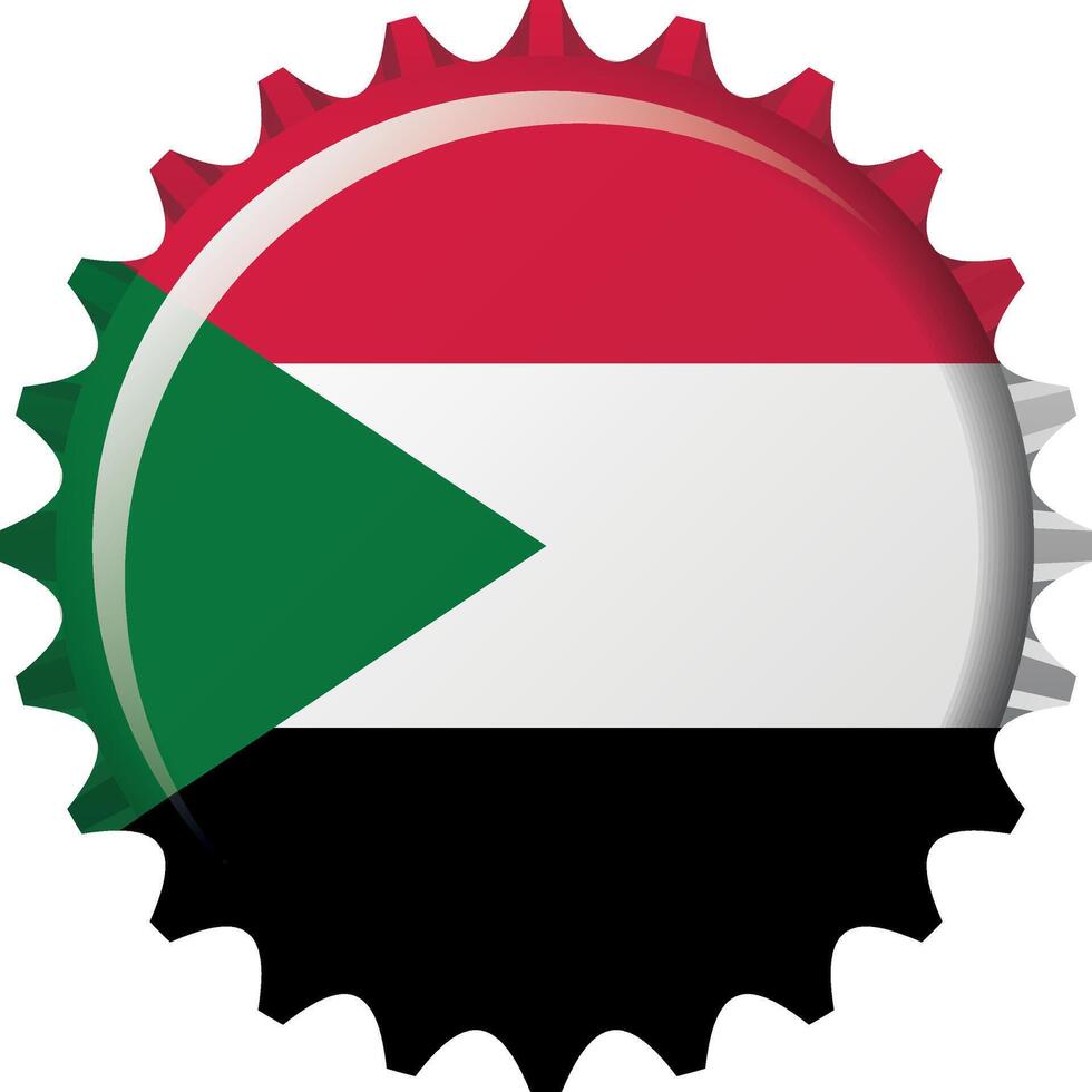 National flag of Sudan on a bottle cap. Illustration vector