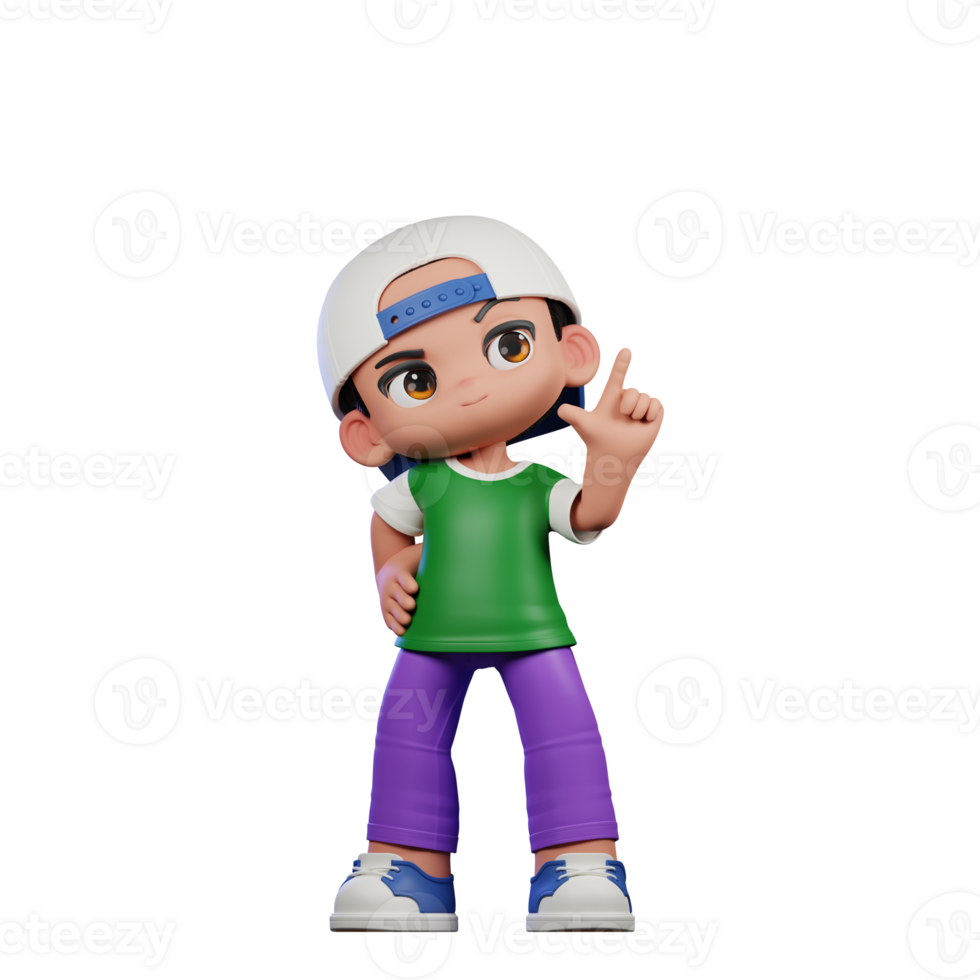 3d Cartoon Character of a Boy in a Green Shirt and Purple Pants Having Idea Pose png