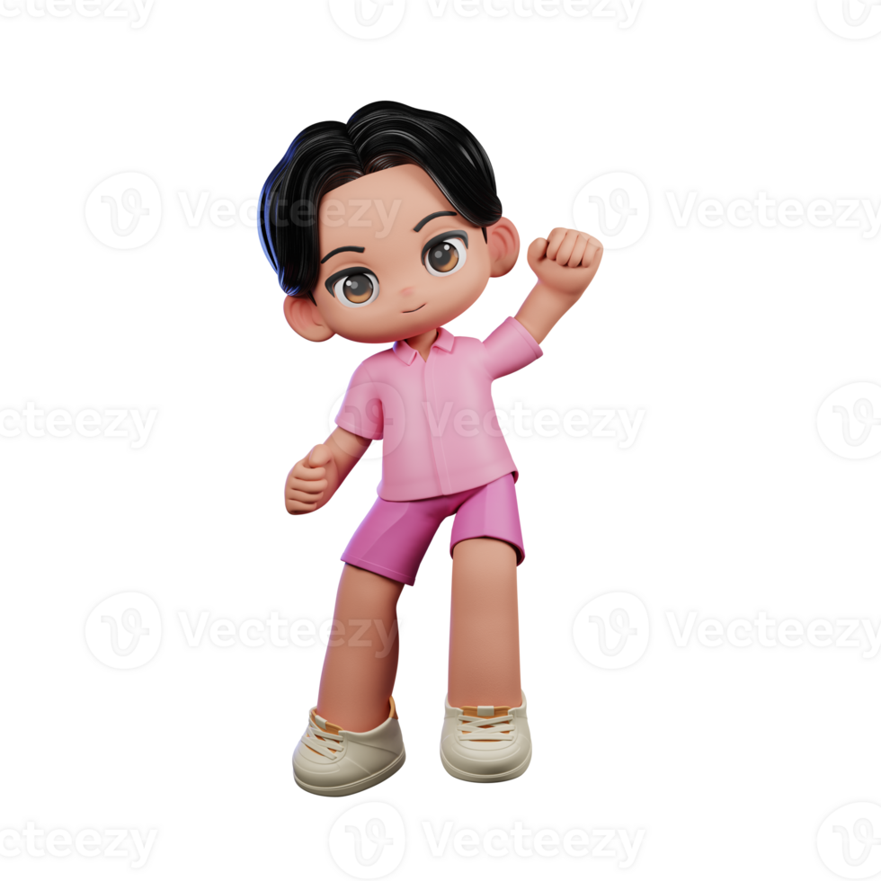 3d Cartoon Character in Pink Clothes Giving Congrats Pose png