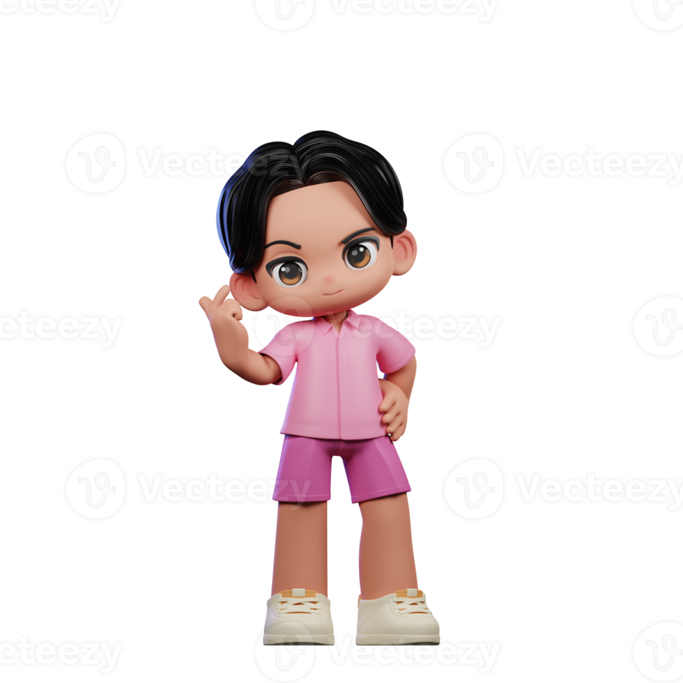 3d Cartoon Character in Pink Clothes Giving Love Sign Pose png