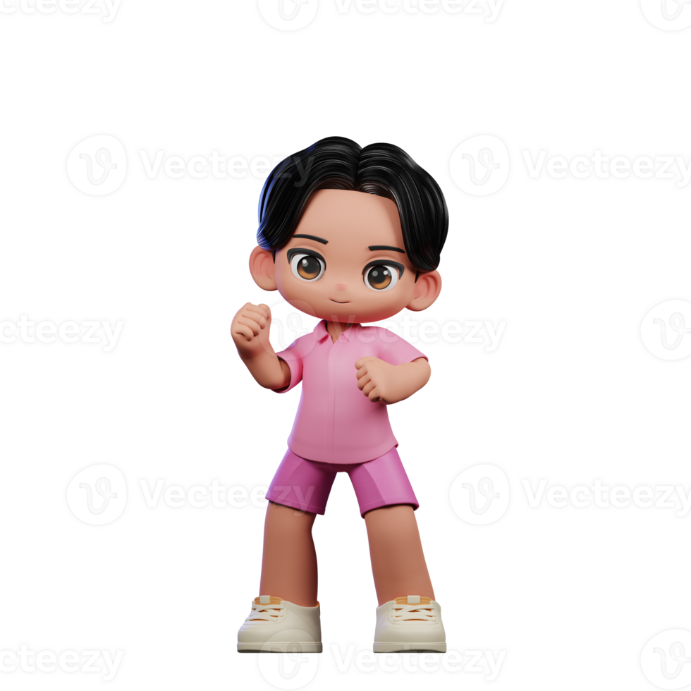 3d Cartoon Character in Pink Clothes Congrats Pose png