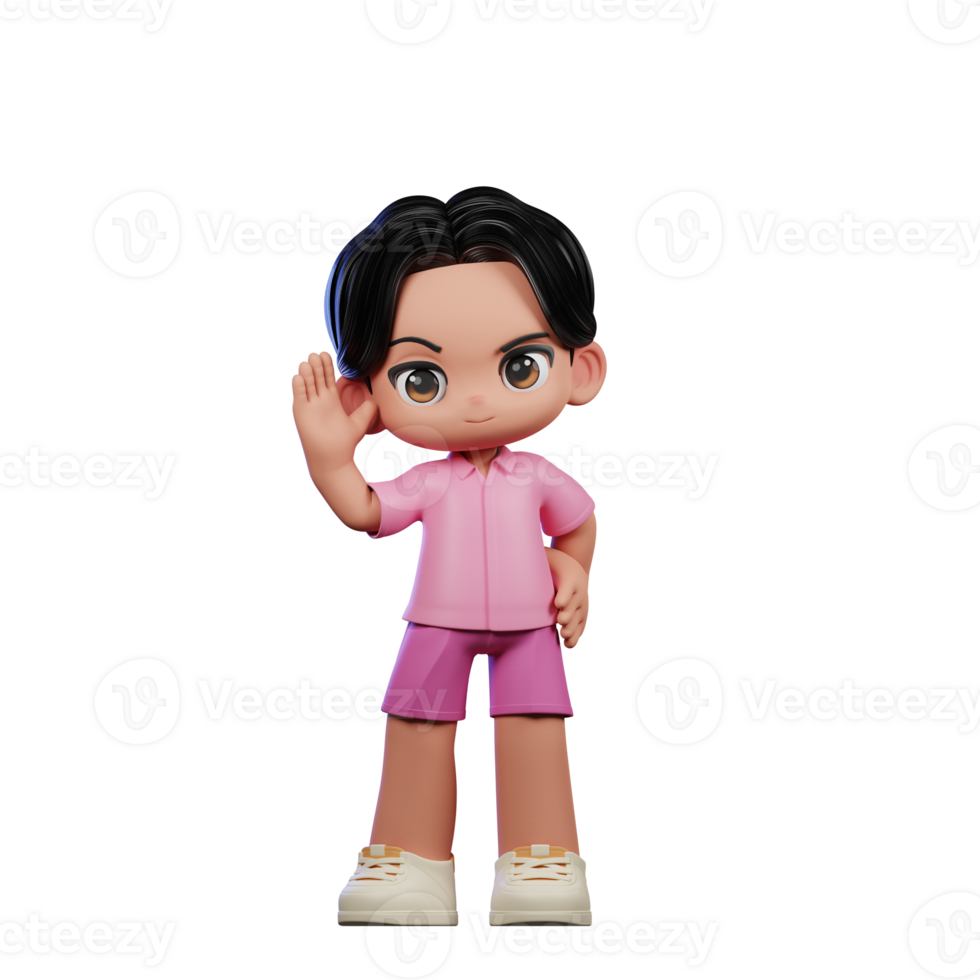 3d Cartoon Character in Pink Clothes Greeting Pose png