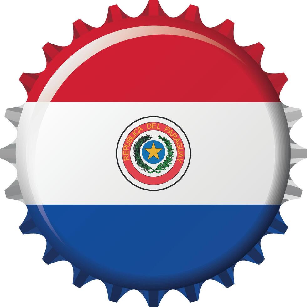 National flag of Paraguay on a bottle cap. Illustration vector