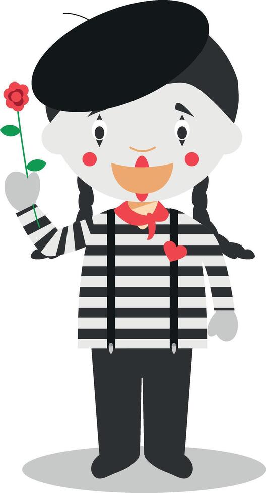 Cute cartoon illustration of a mime. Women Professions Series vector