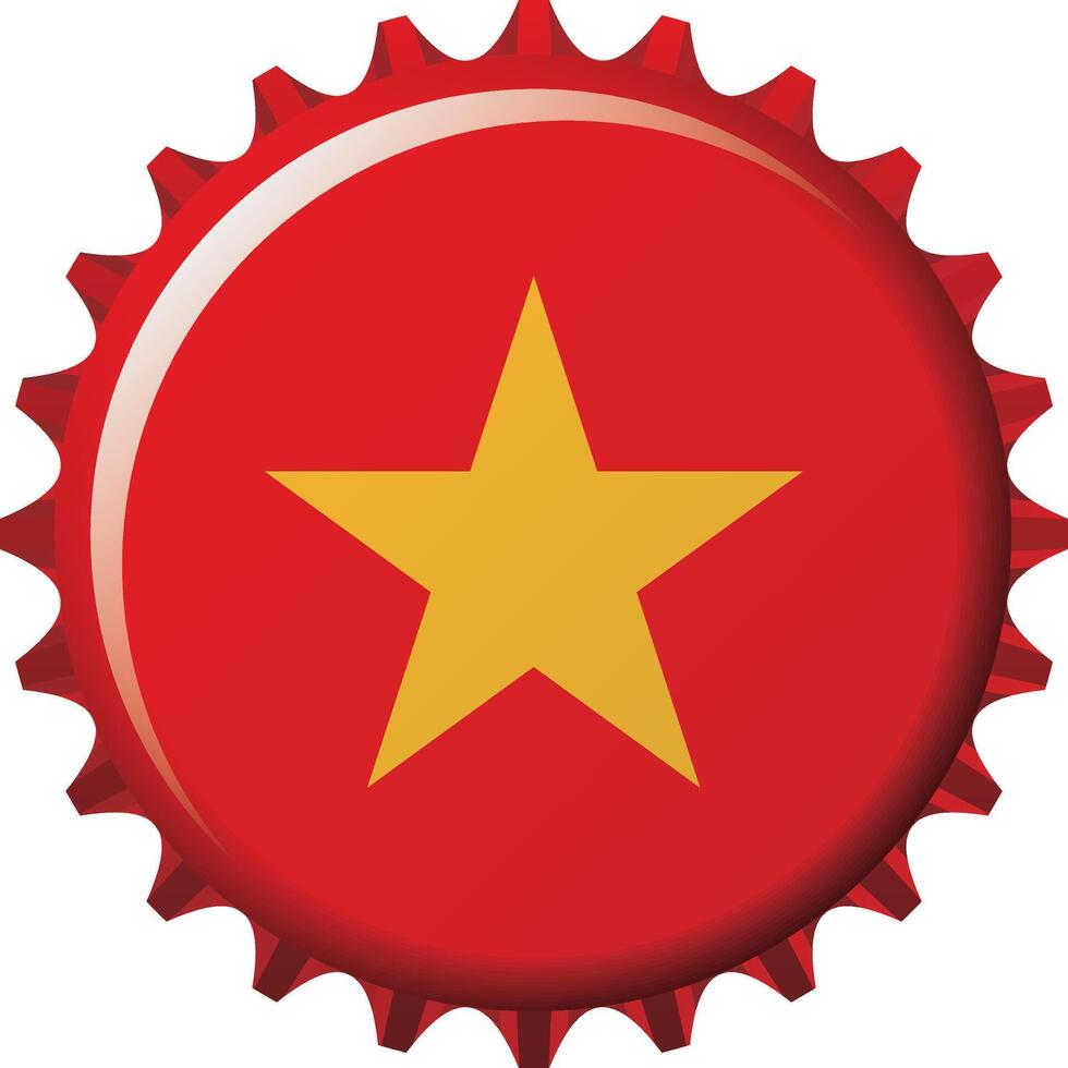 National flag of Vietnam on a bottle cap. Illustration vector
