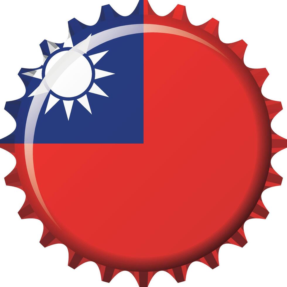 National flag of Taiwan on a bottle cap. Illustration vector