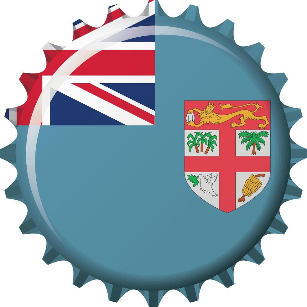 National flag of Fiji on a bottle cap. Illustration vector