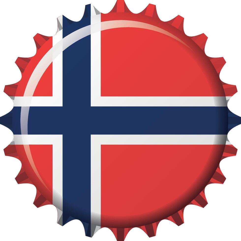 National flag of Norway on a bottle cap. Illustration vector