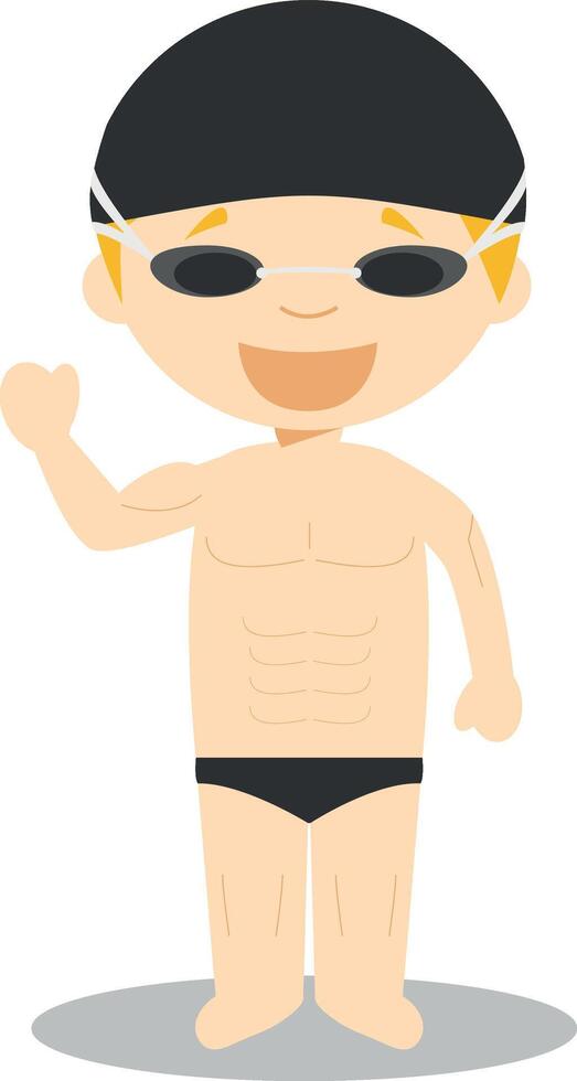Sports cartoon illustrations. Swimming vector