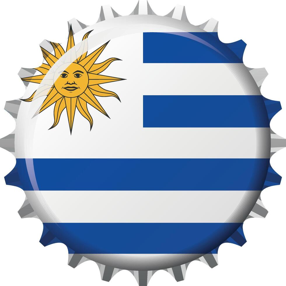 National flag of Uruguay on a bottle cap. Illustration vector