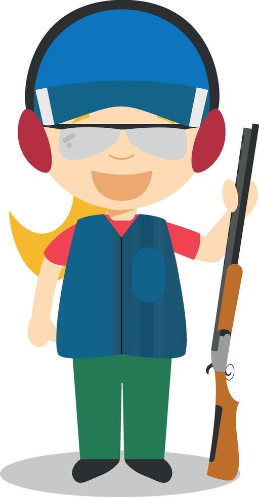 Sports cartoon illustrations. Shooting female vector
