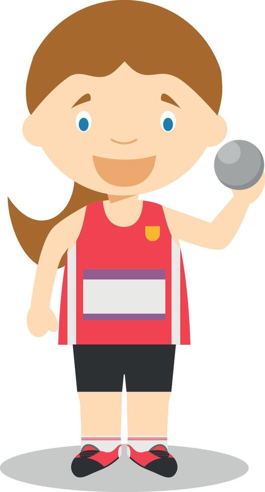 Sports cartoon illustrations. Shot Put female vector