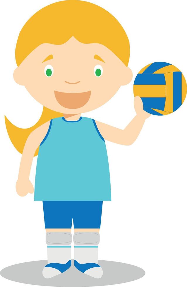 Sports cartoon illustrations. Voleyball female vector