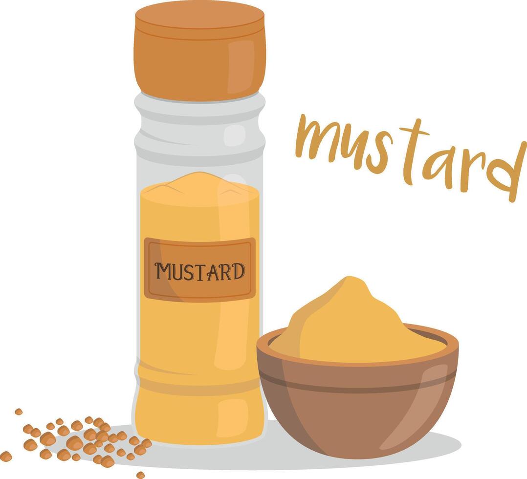 mustard illustration isolated in cartoon style. Herbs and Species Series vector