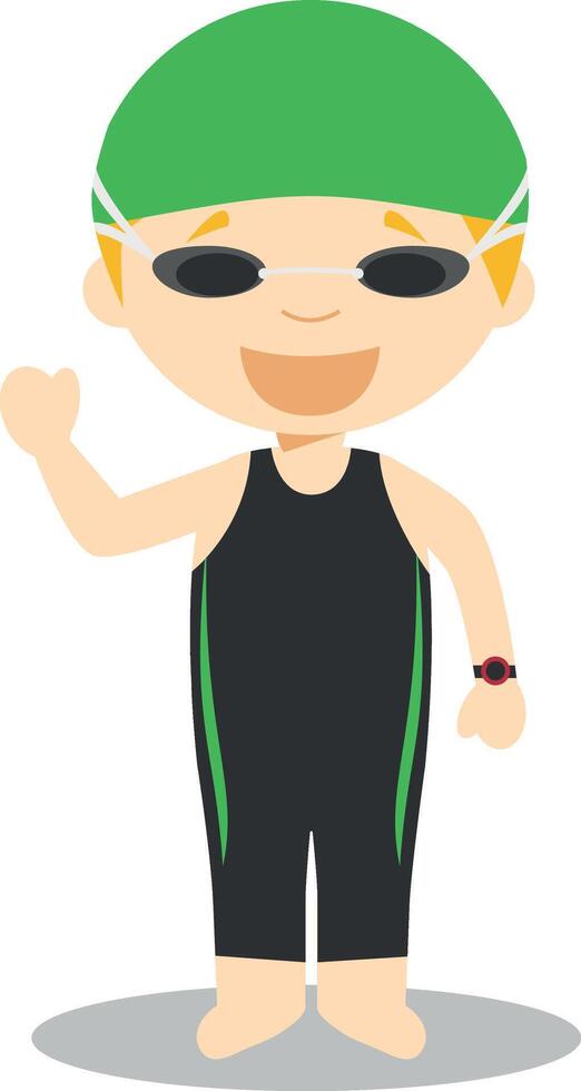 Sports cartoon illustrations. Marathon Swimming vector