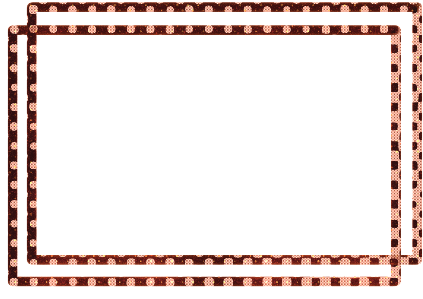 Polka Dots pattern, copper brown color rectangle intersect border frame isolated divided png
