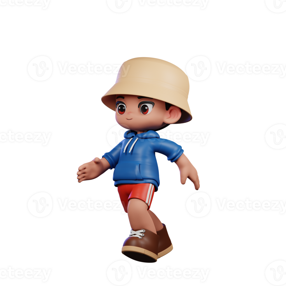 3d Small Figure of a Boy in a Blue Shirt and Red Shorts Running Pose png