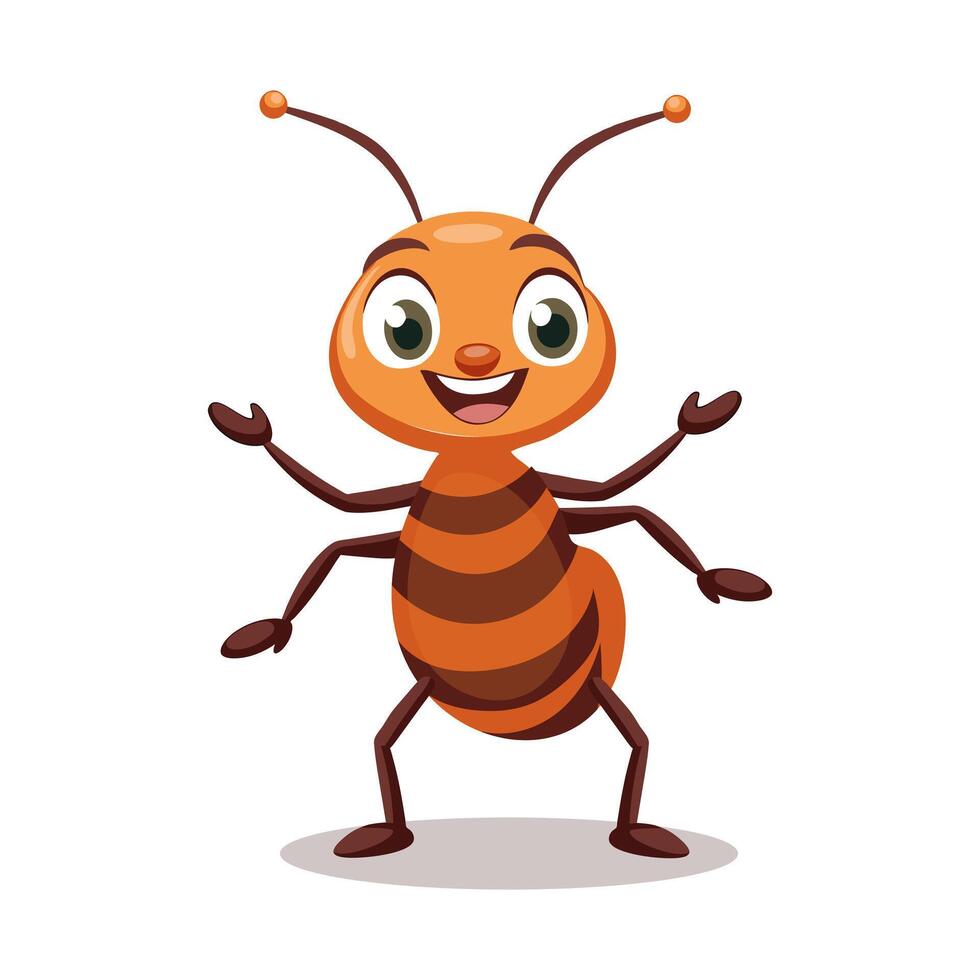 Happy ant mascot. Smiling baby insect character. Design for greeting cards, invitations, print on clothes. vector