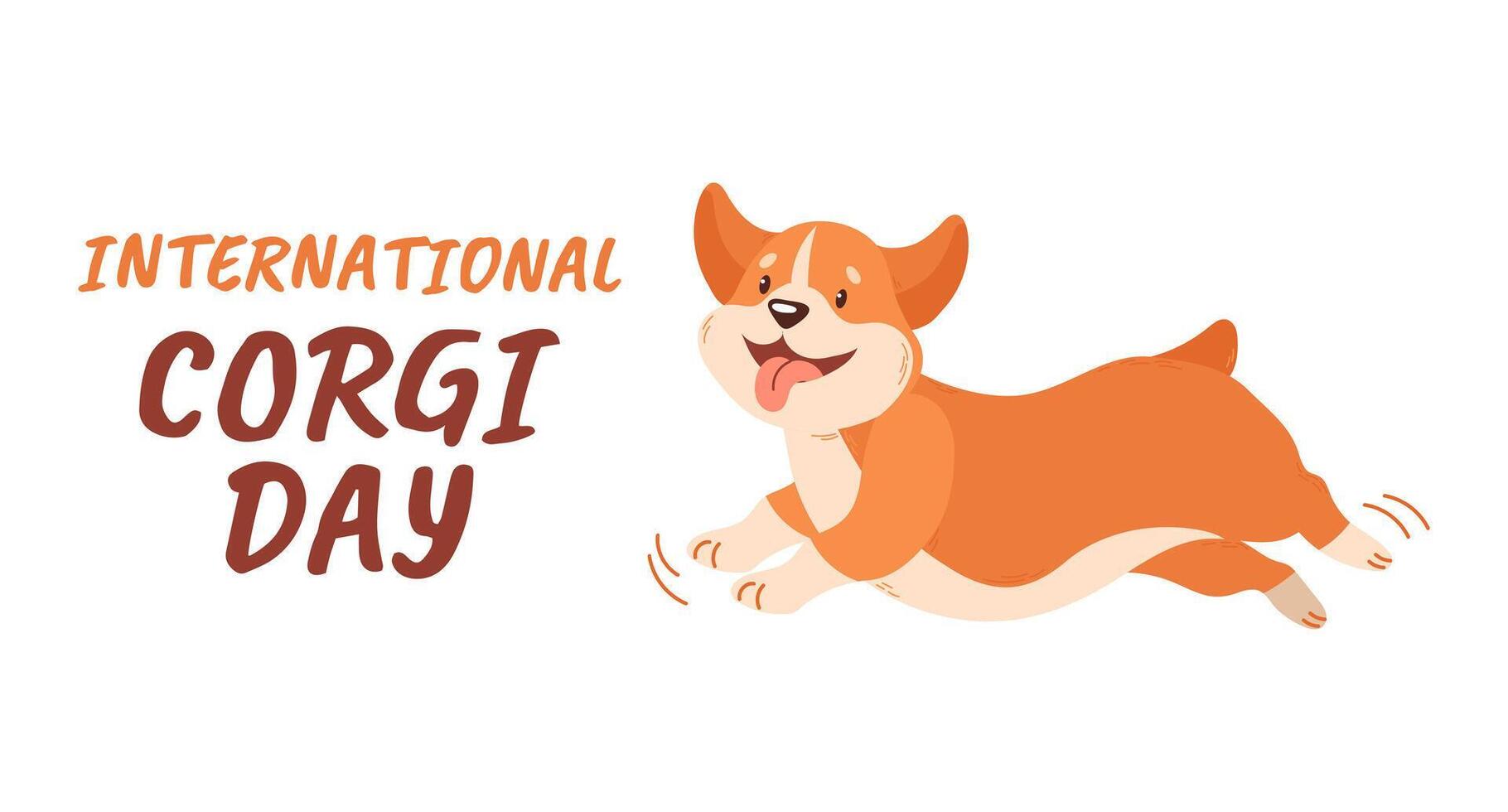 International Corgi Day banner. Cheerful corgi dog puppy. June 4. Print, poster, background vector