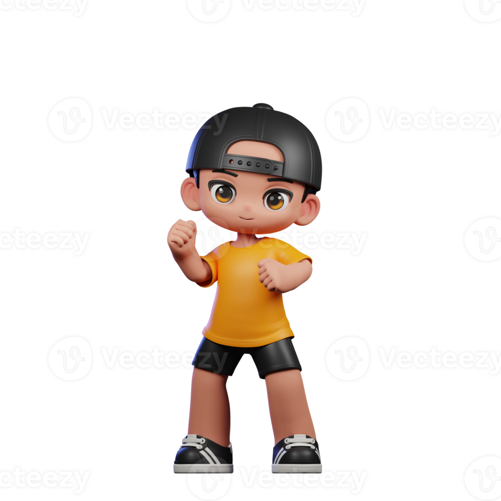 3d Cartoon Character with a Yellow Shirt and Black Shorts Congrats Pose png