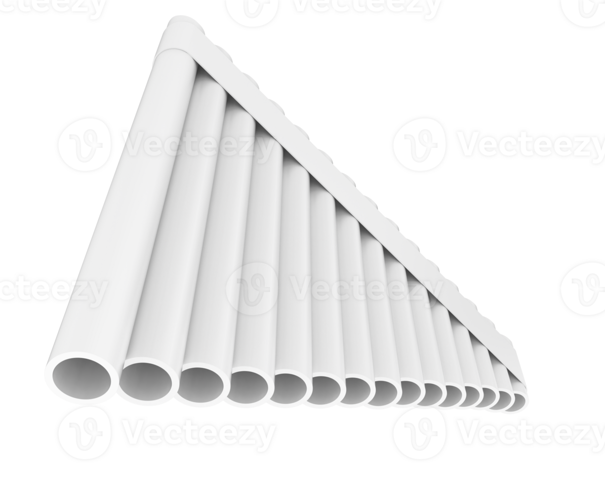 Pan flute isolated on background. 3d rendering - illustration png