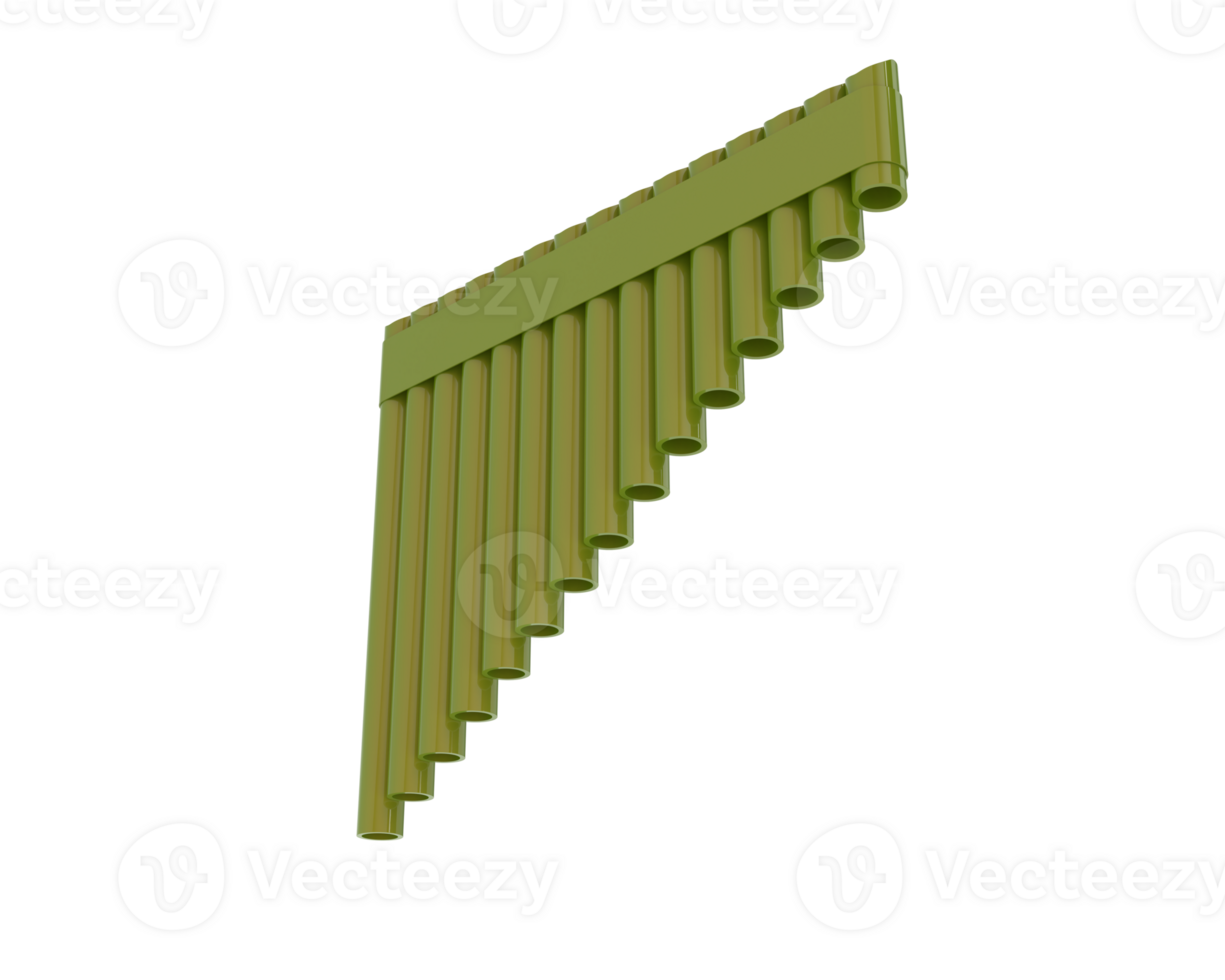 Pan flute isolated on background. 3d rendering - illustration png