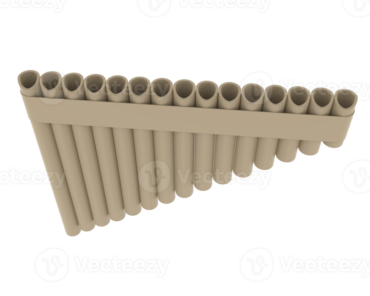 Pan flute isolated on background. 3d rendering - illustration png