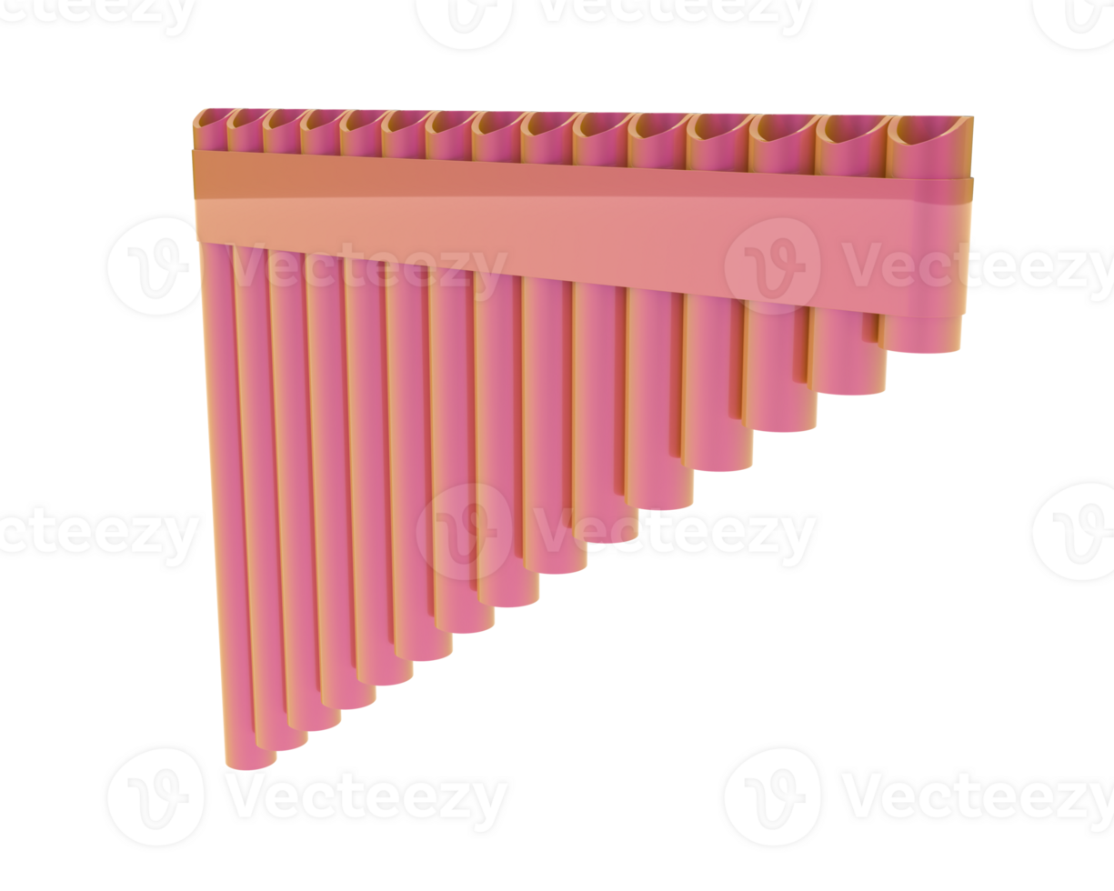 Pan flute isolated on background. 3d rendering - illustration png