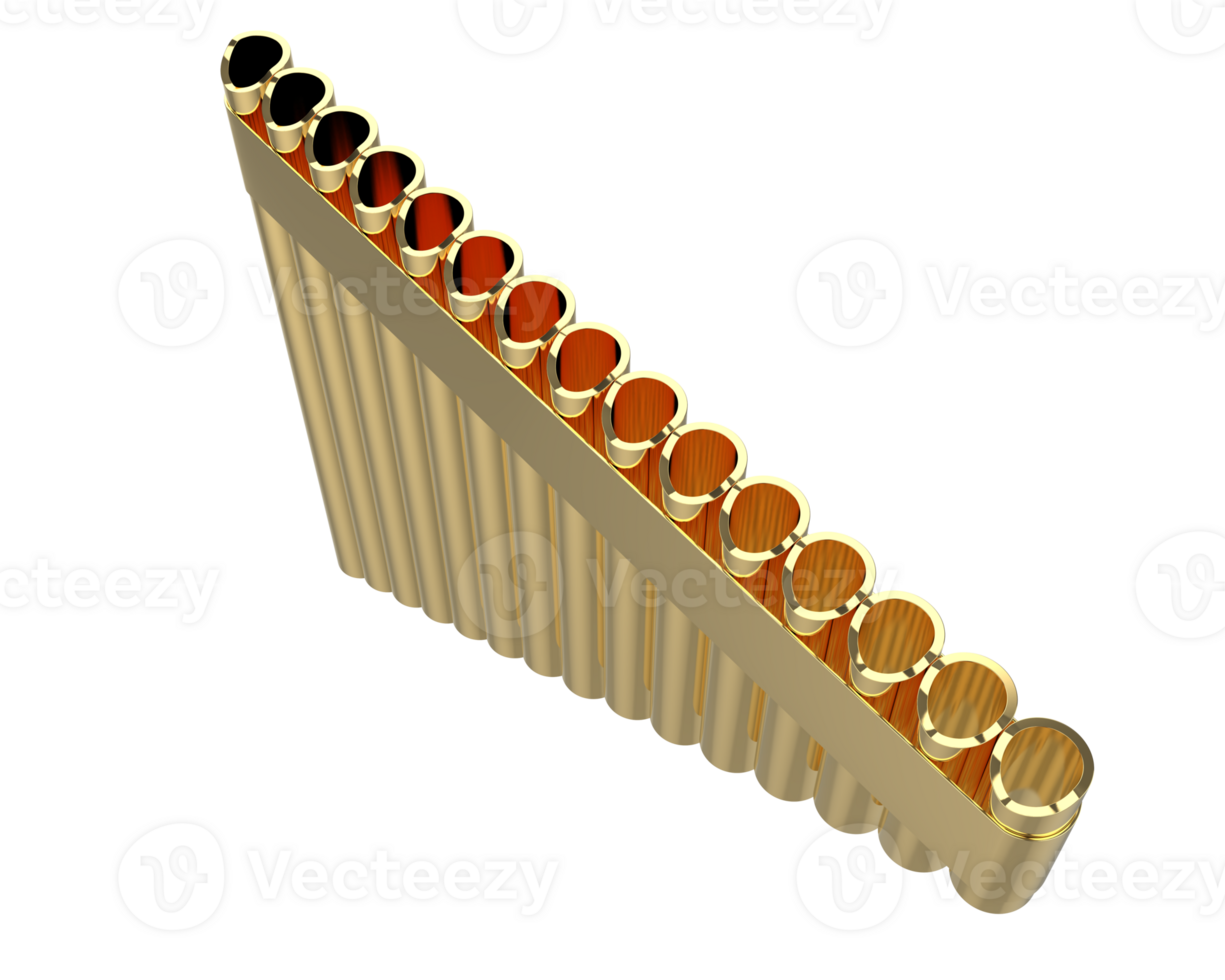 Pan flute isolated on background. 3d rendering - illustration png