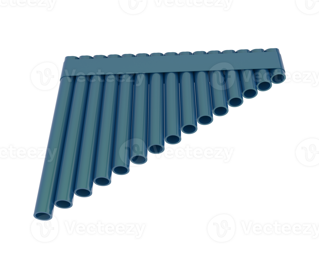 Pan flute isolated on background. 3d rendering - illustration png