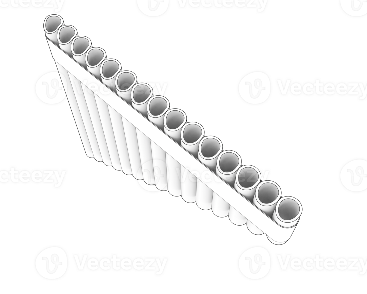 Pan flute isolated on background. 3d rendering - illustration png