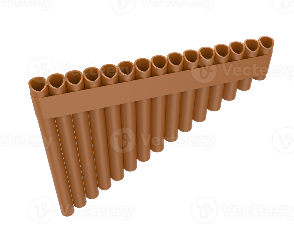 Pan flute isolated on background. 3d rendering - illustration png