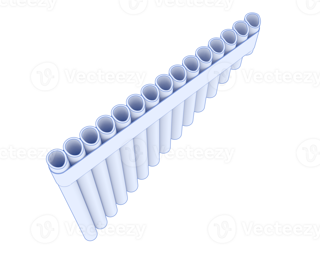 Pan flute isolated on background. 3d rendering - illustration png