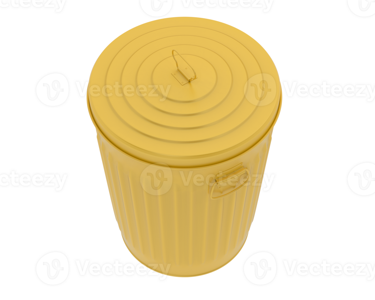 Metallic trash bin isolated on background. 3d rendering - illustration png