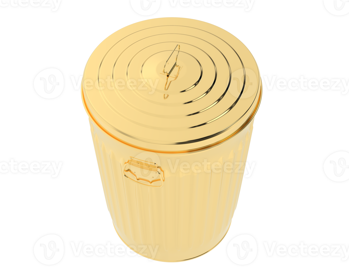 Metallic trash bin isolated on background. 3d rendering - illustration png