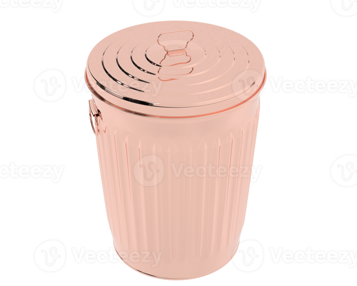 Metallic trash bin isolated on background. 3d rendering - illustration png