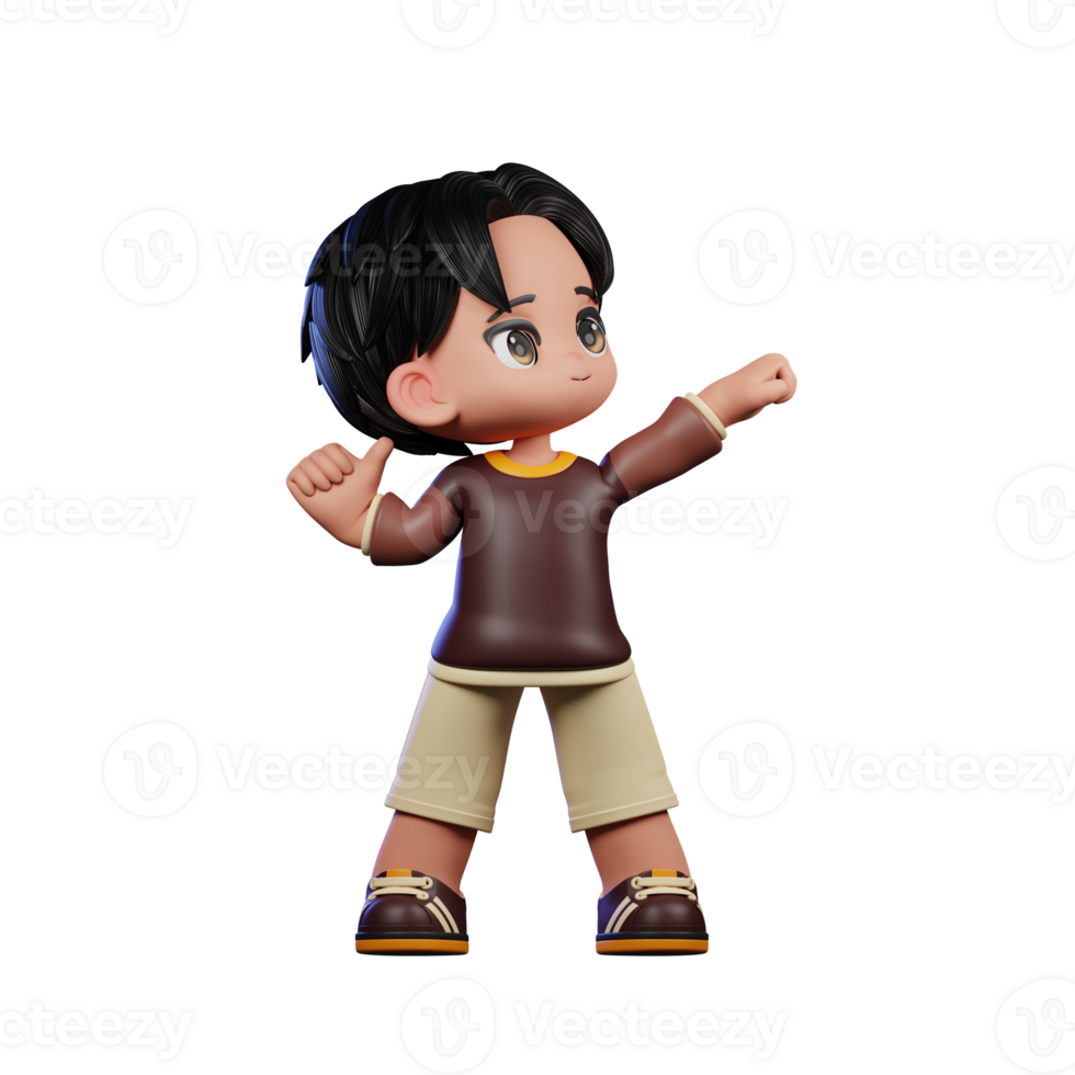 A Cartoon Character with a Brown Shirt and Brown Shorts Looking VIctorious Pose png