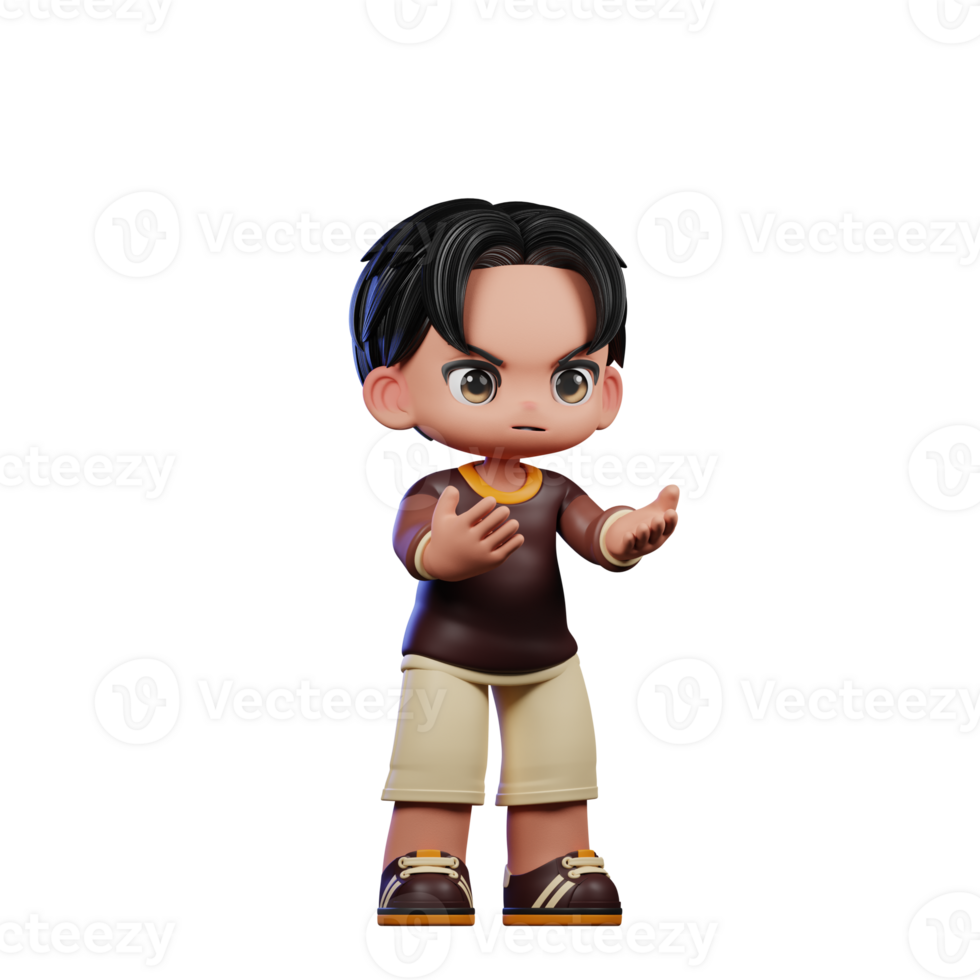 A Cartoon Character with a Brown Shirt and Brown Shorts Angry Pose png