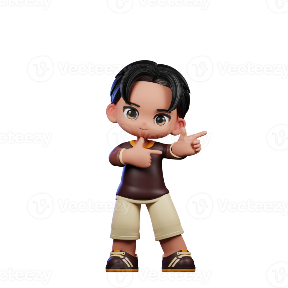 A Cartoon Character with a Brown Shirt and Brown Shorts Pointing Left Pose png