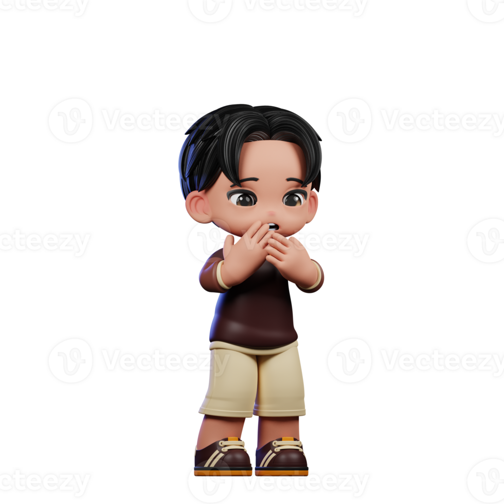 A Cartoon Character with a Brown Shirt and Brown Shorts Afraid Pose png
