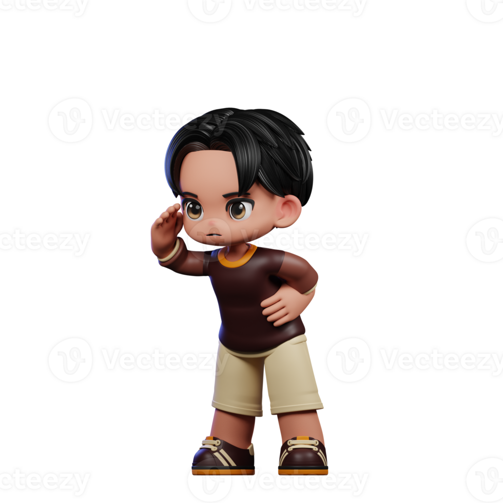 A Cartoon Character with a Brown Shirt and Brown Shorts Looking Pose png