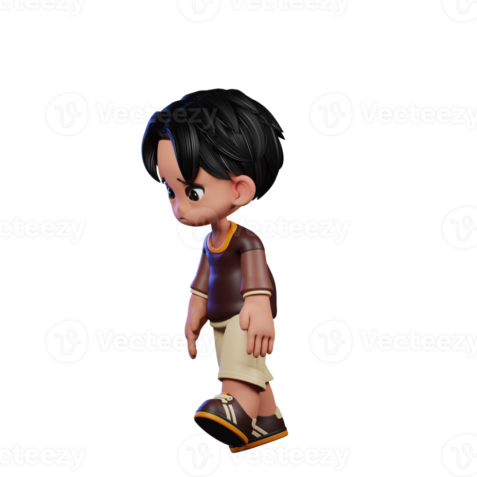 A Cartoon Character with a Brown Shirt and Brown Shorts Tired Walk Pose png
