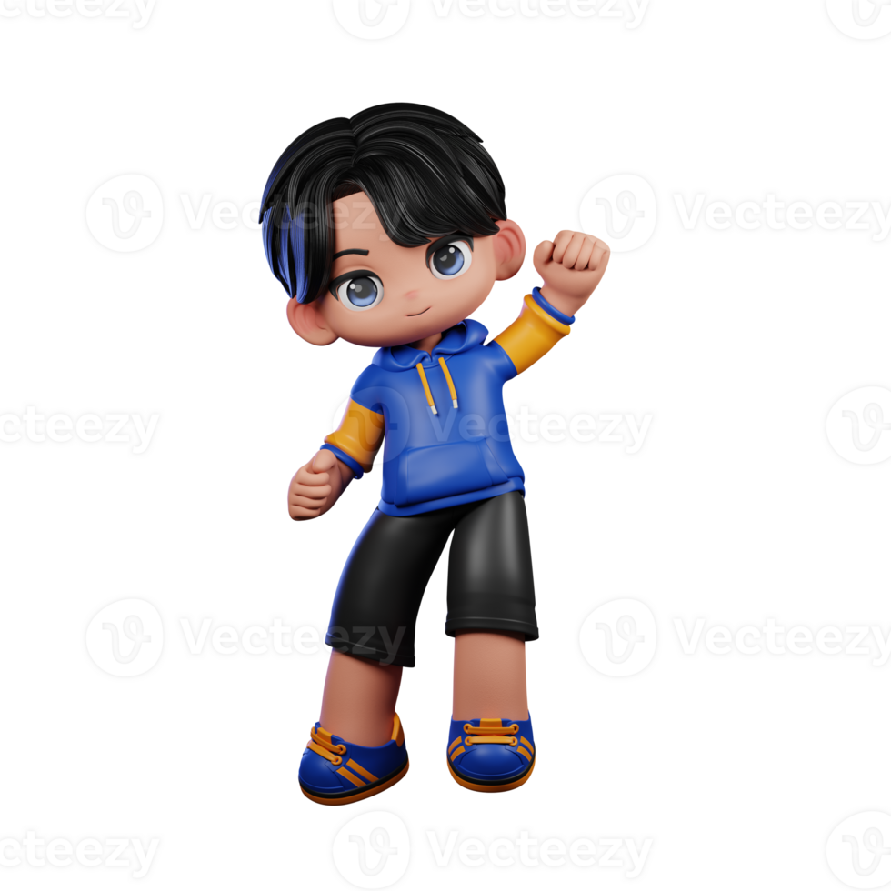 Boy with A Blue Jacket and Black Shorts Giving Congrats Pose png